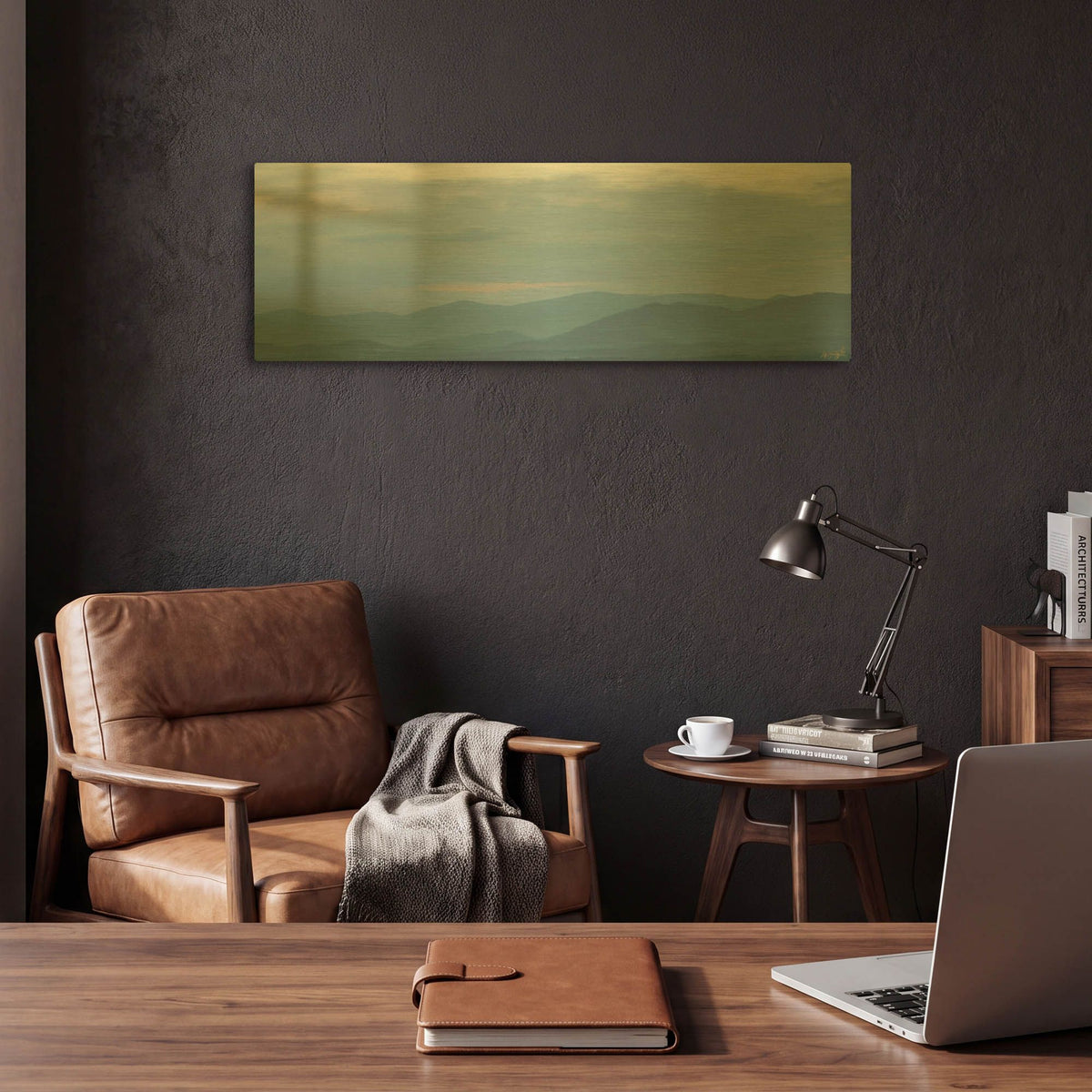 'Ridge Blue Sunset' By Life BeautifuLEE Gold Metal Wall Art