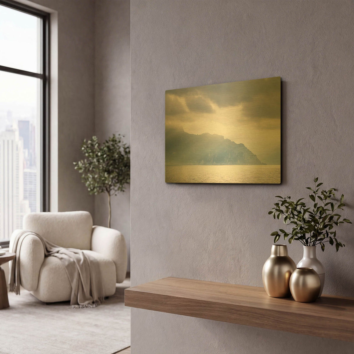 'Sun Breaking Through Island' By Life BeautifuLEE Gold Metal Wall Art