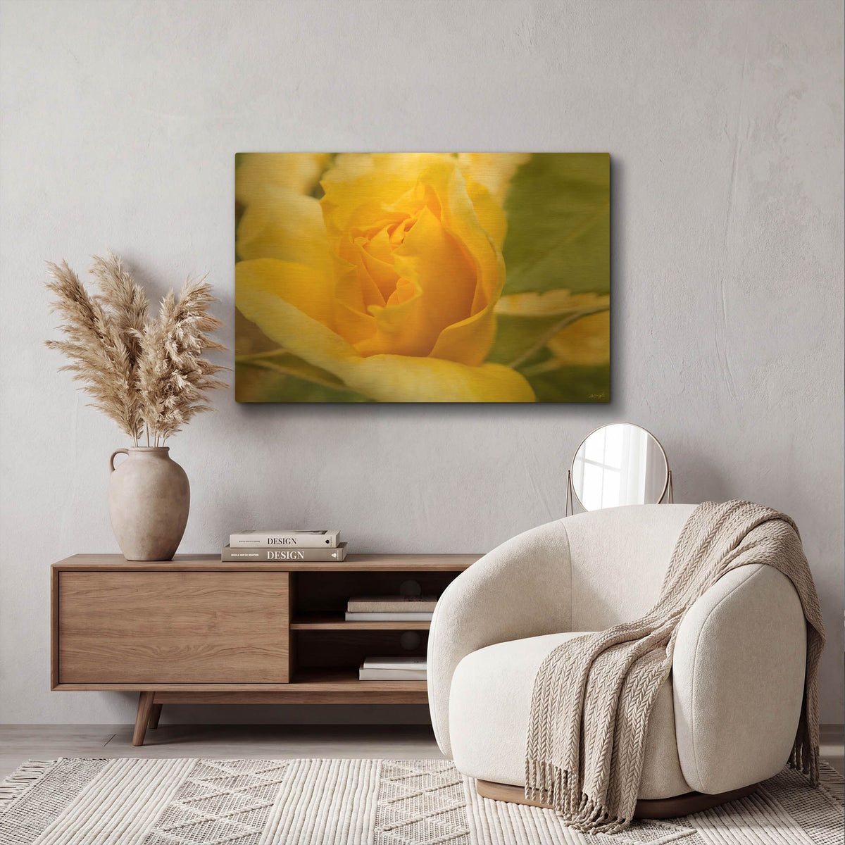 'Yellow Cluster Rose' By Life BeautifuLEE Gold Metal Wall Art