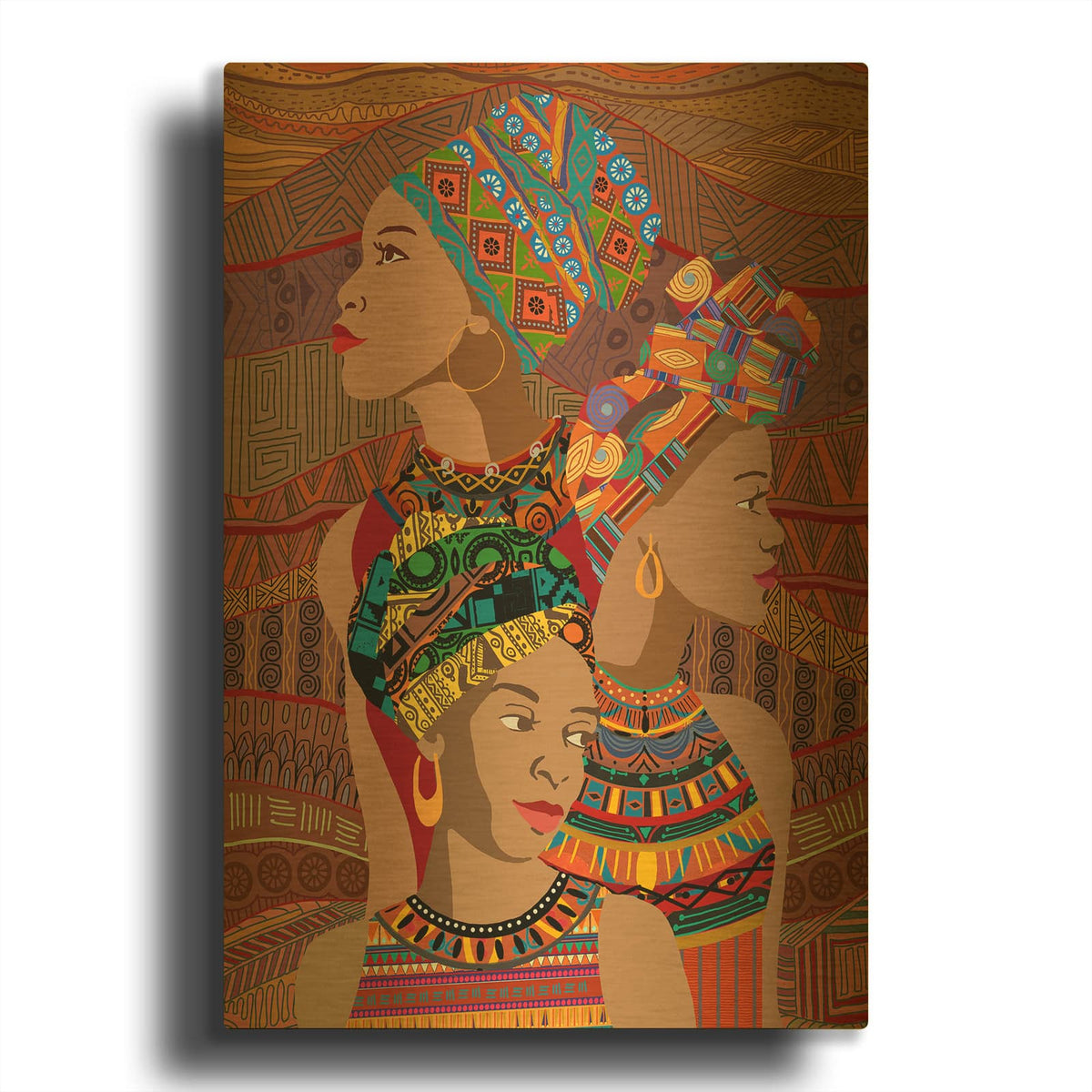 '3 Women Portrait' By Art Licensing Studio Gold Metal Wall Art
