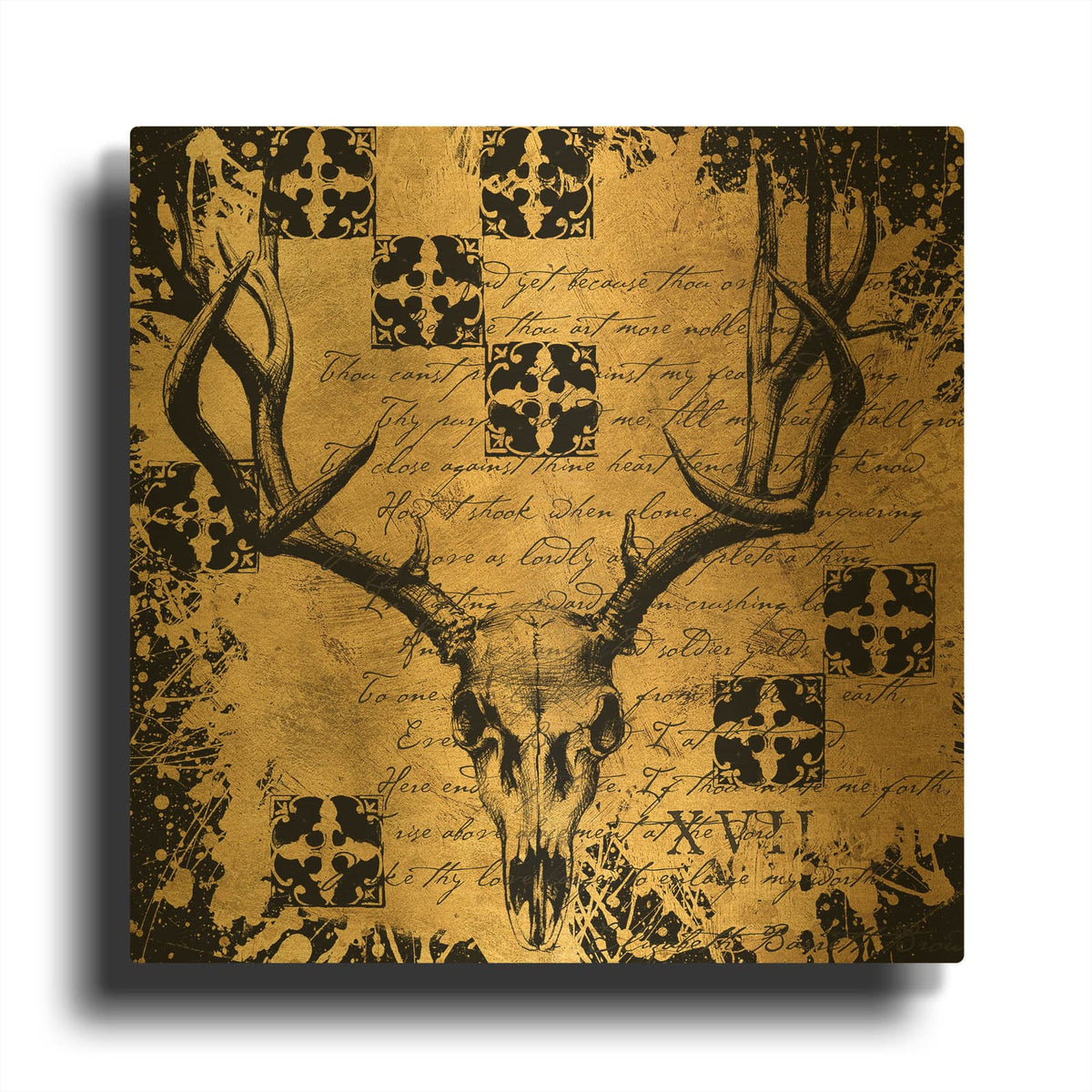 'B&g Deer Skull' By Art Licensing Studio Gold Metal Wall Art