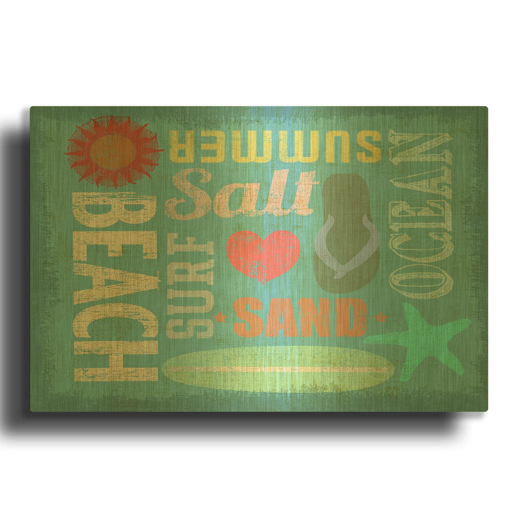 'Day At The Beach' By Art Licensing Studio Gold Metal Wall Art