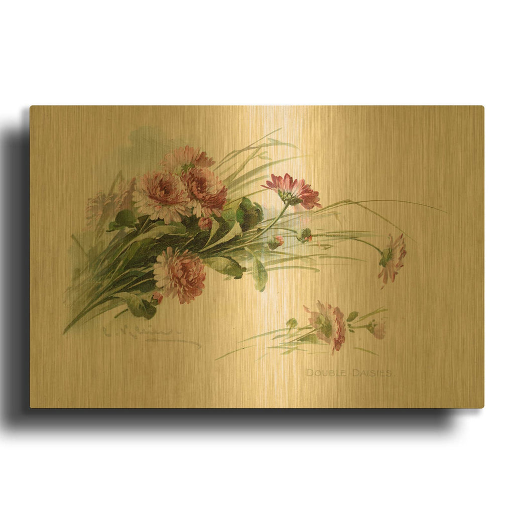 'Double Daisies Color' By Art Licensing Studio Gold Metal Wall Art