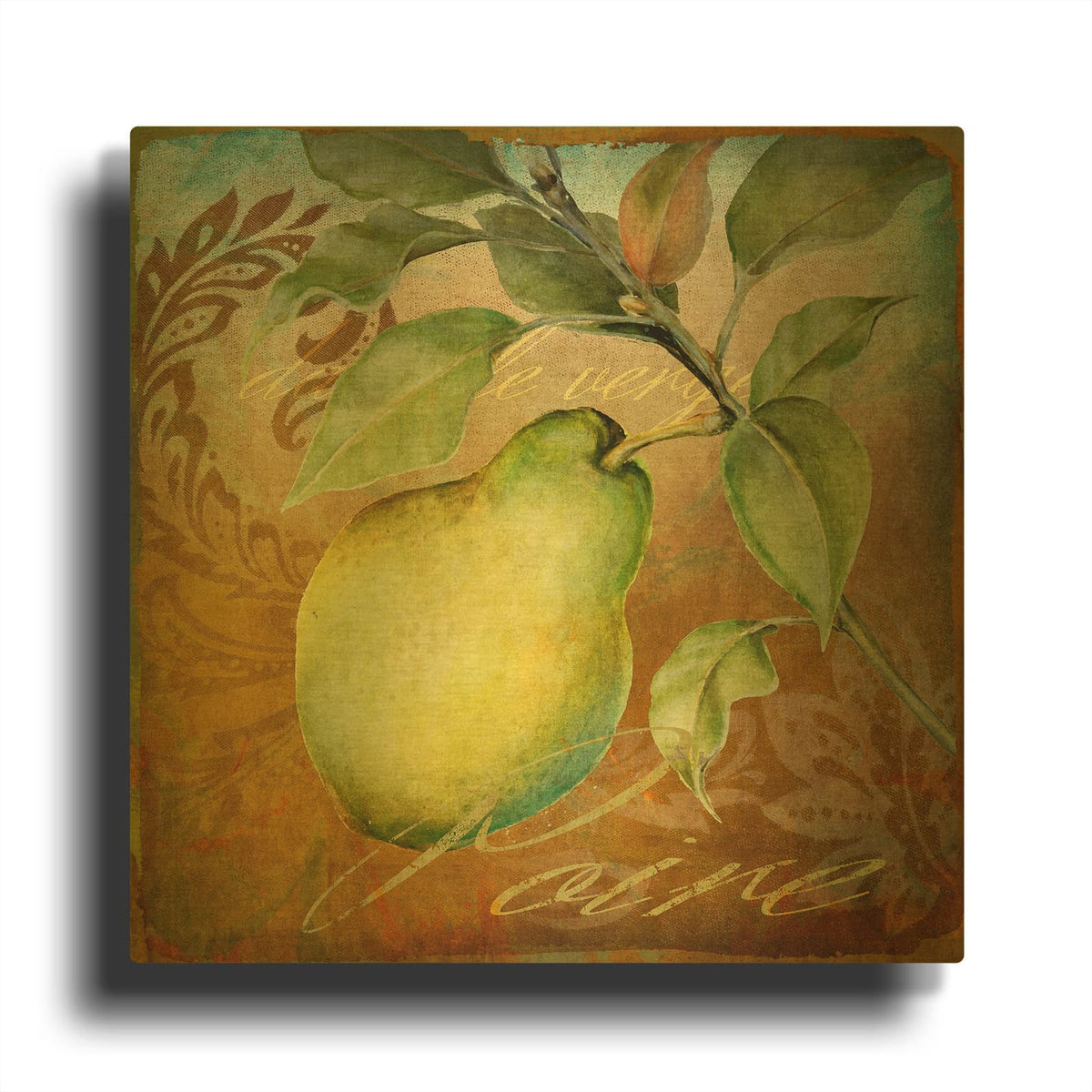'From The Grove Pear' By Art Licensing Studio Gold Metal Wall Art