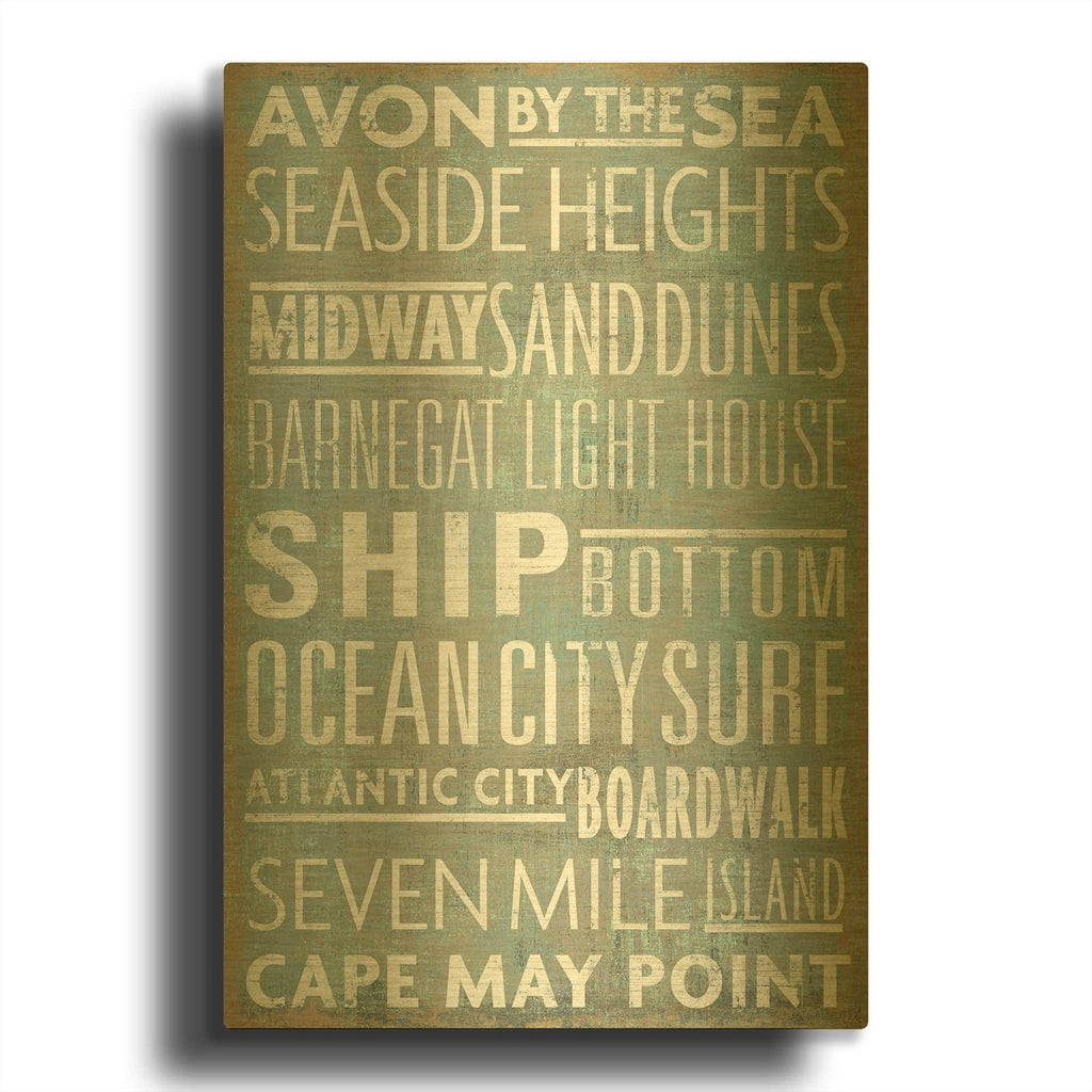'Jersey Shore Sites' By Art Licensing Studio Gold Metal Wall Art