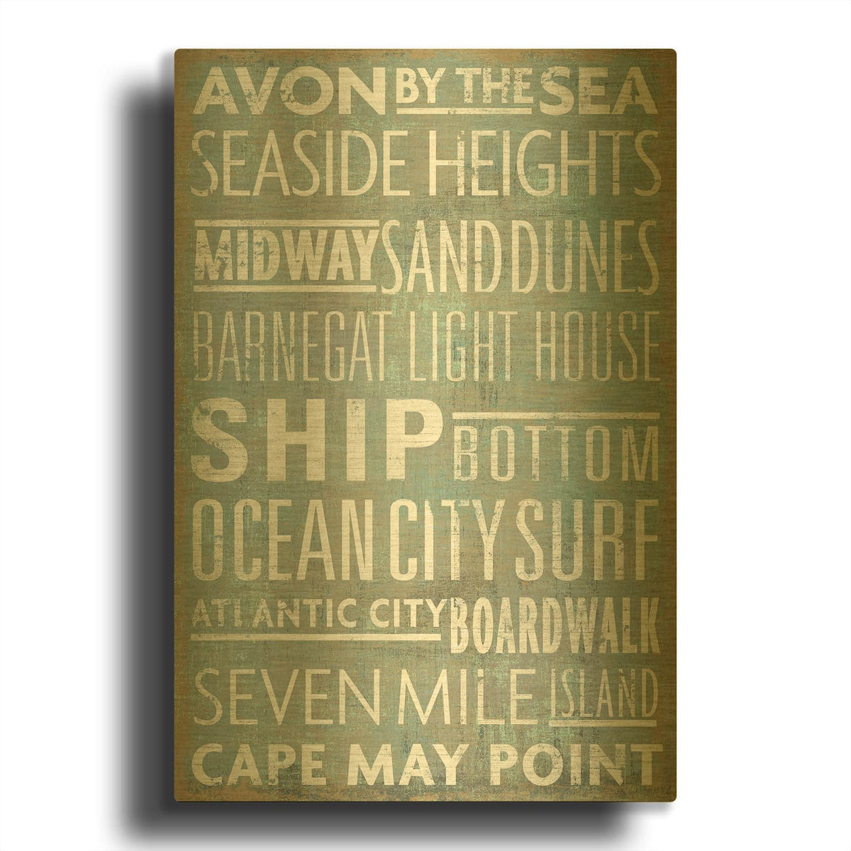 'Jersey Shore Sites' By Art Licensing Studio Gold Metal Wall Art