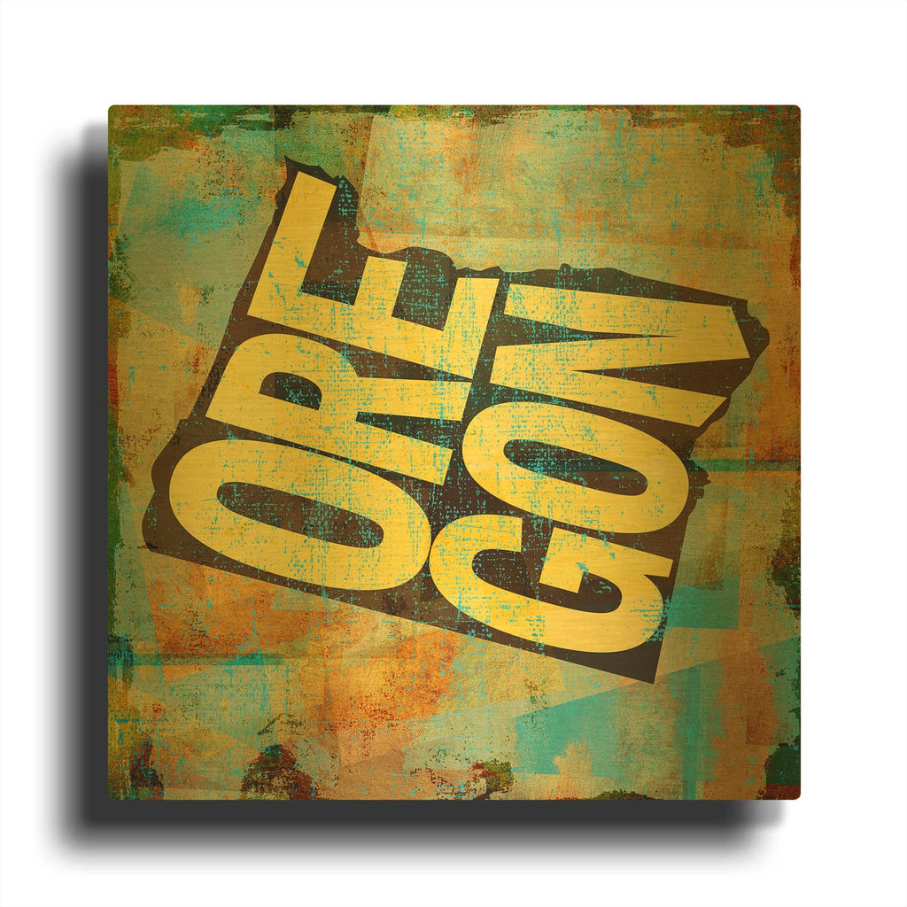 'Oregon' By Art Licensing Studio Gold Metal Wall Art