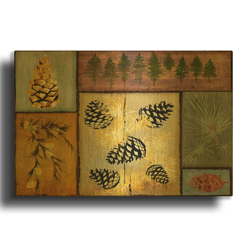 'Pines And Oak 1' By Art Licensing Studio Gold Metal Wall Art