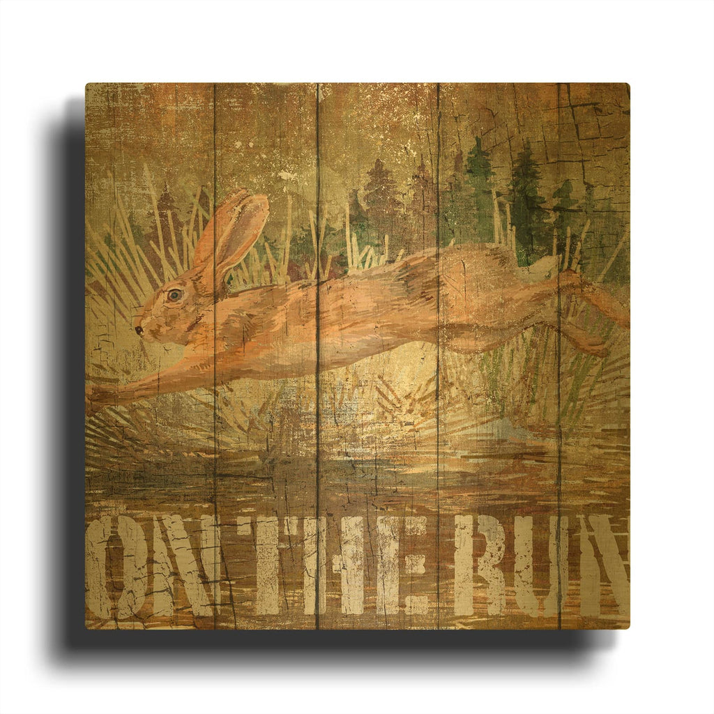 'Rabbit On The Run' By Art Licensing Studio Gold Metal Wall Art