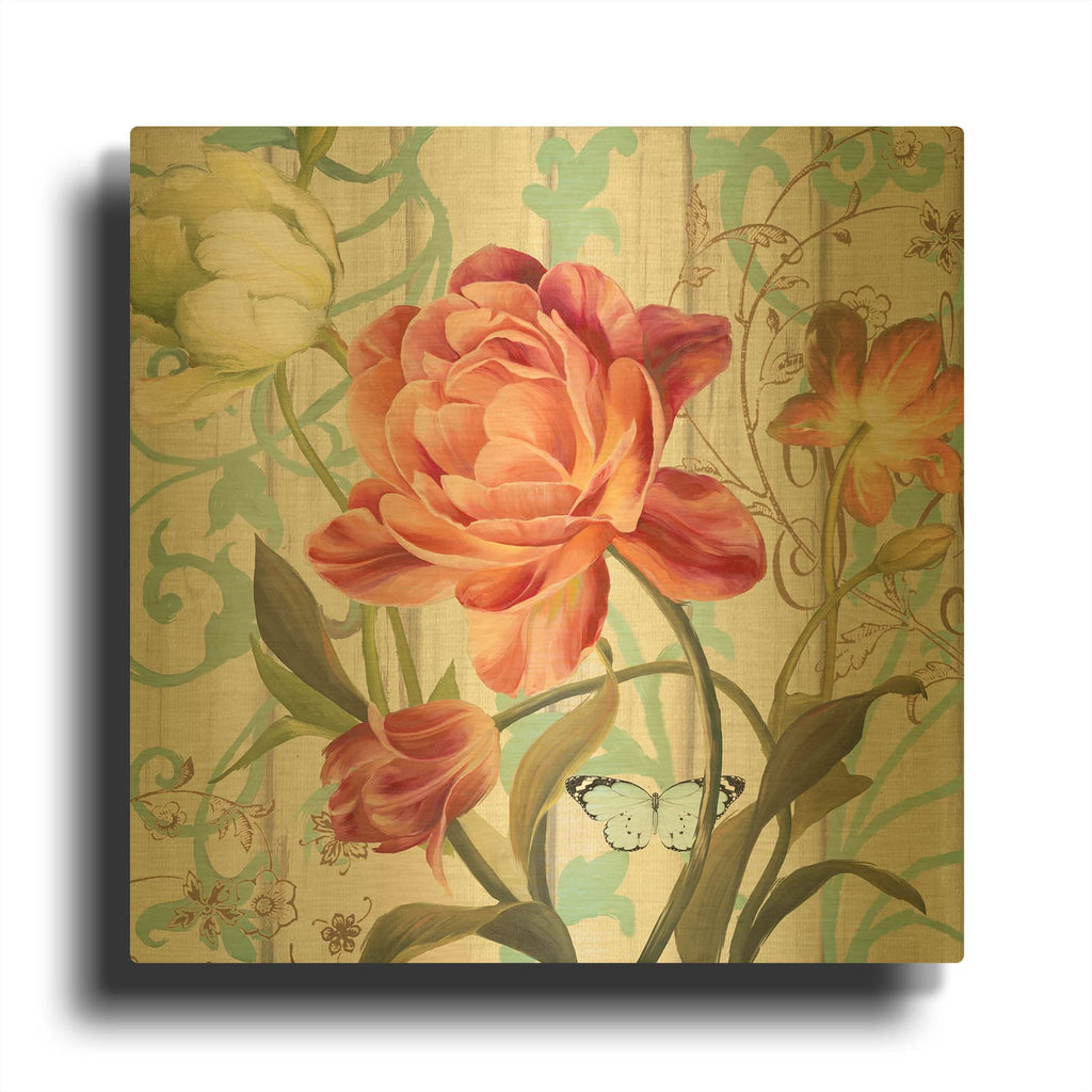 'Rose Refresh' By Art Licensing Studio Gold Metal Wall Art
