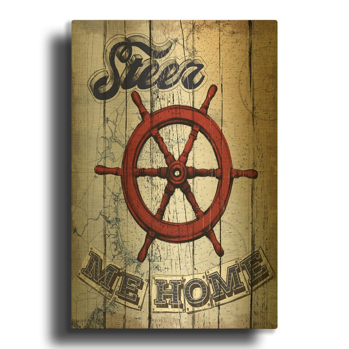 'Shipwheel' By Art Licensing Studio Gold Metal Wall Art