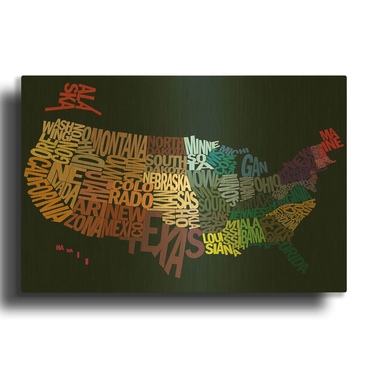 'States Of Text' By Art Licensing Studio Gold Metal Wall Art