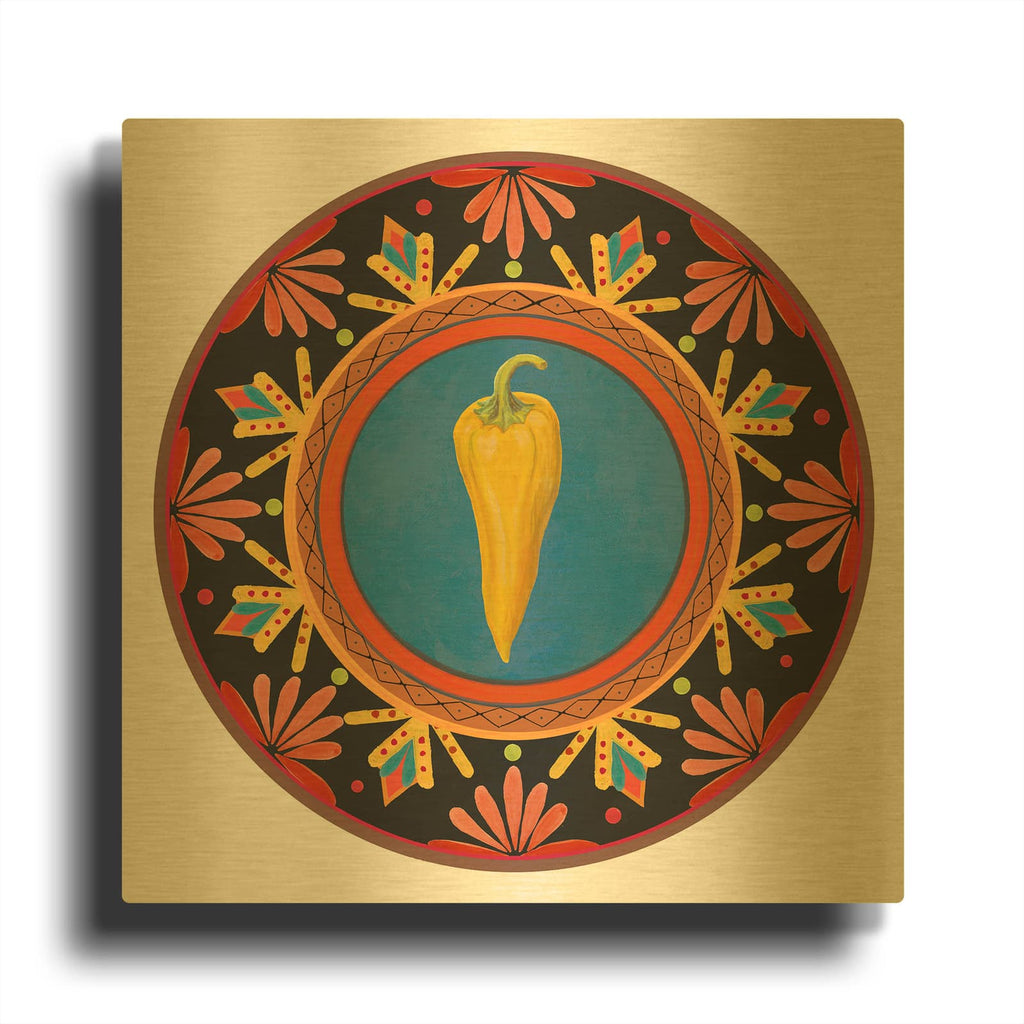'Talavera Tex-mex 3' By Art Licensing Studio Gold Metal Wall Art