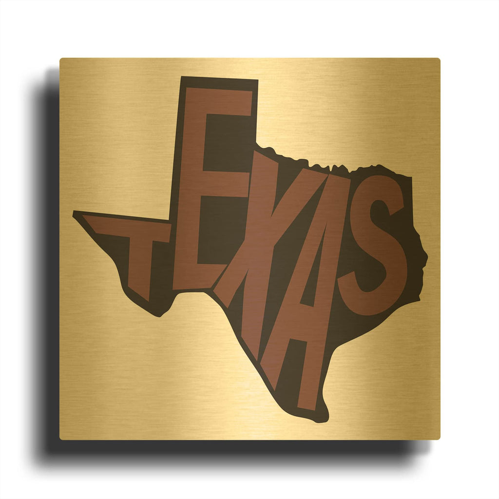 'Texas 2' By Art Licensing Studio Gold Metal Wall Art