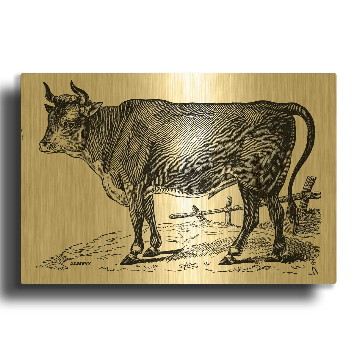 'The Happy Cow' By Art Licensing Studio Gold Metal Wall Art