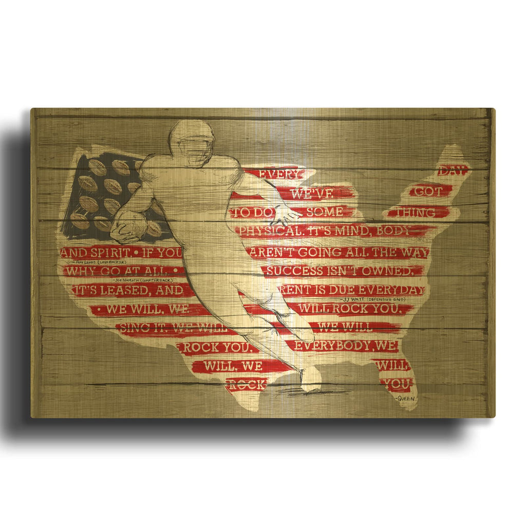 'Usa Flag And Runningback' By Art Licensing Studio Gold Metal Wall Art