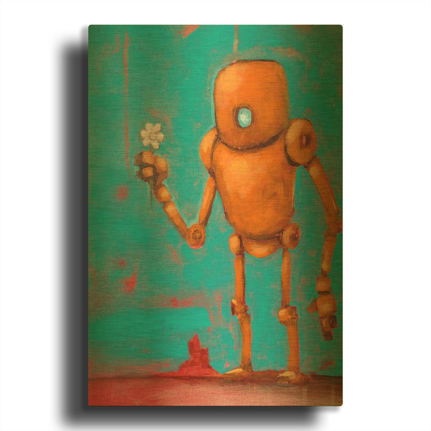 'Bot With Flower' By Craig Snodgrass Gold Metal Wall Art