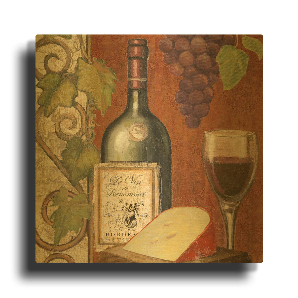 'Wine And Cheese Tasting 4' By Art Licensing Studio Gold Metal Wall Art