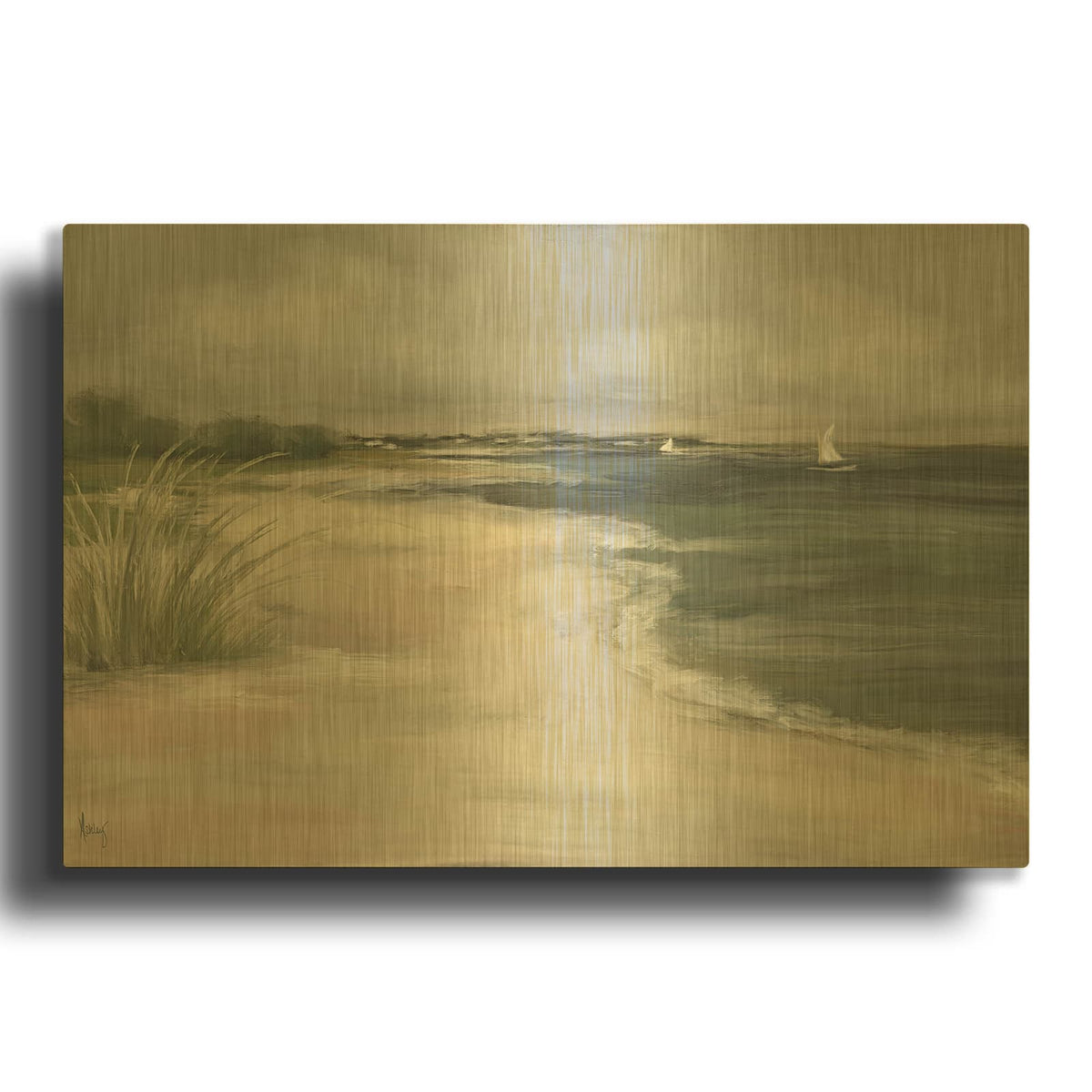 'A Walk On The Beach' By Ashley Bradley Gold Metal Wall Art