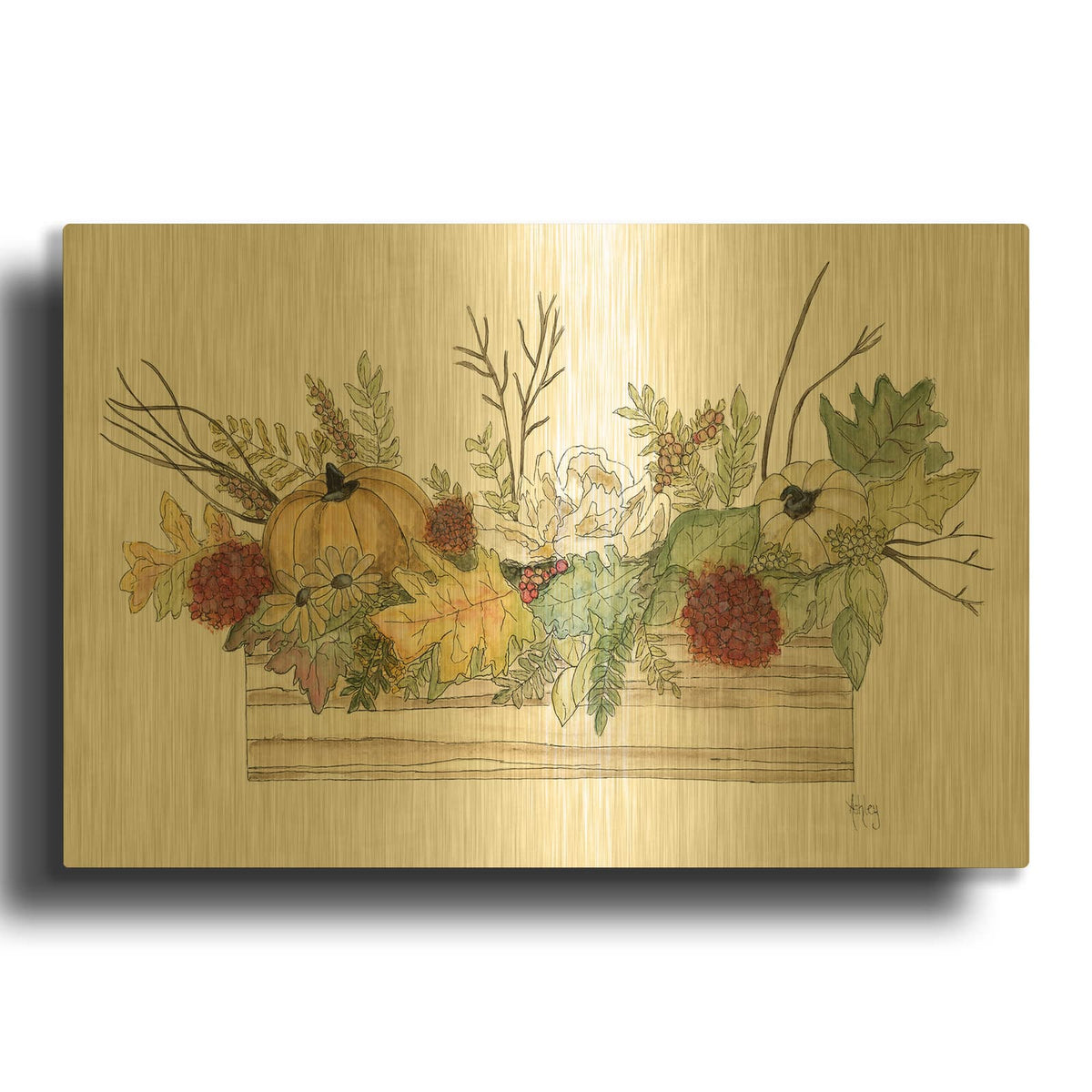 'Autumn Blessings' By Ashley Bradley Gold Metal Wall Art