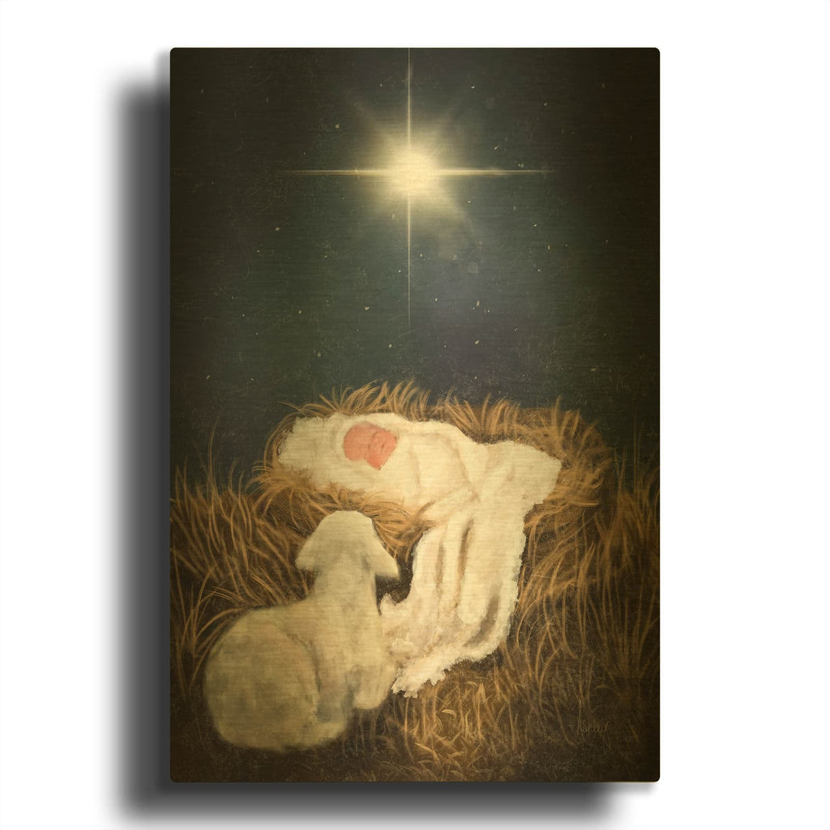'O Come Let Us Adore Him' By Ashley Bradley Gold Metal Wall Art