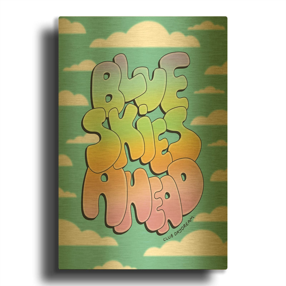 'Blue Skies Ahead' By Club Daydream Gold Metal Wall Art