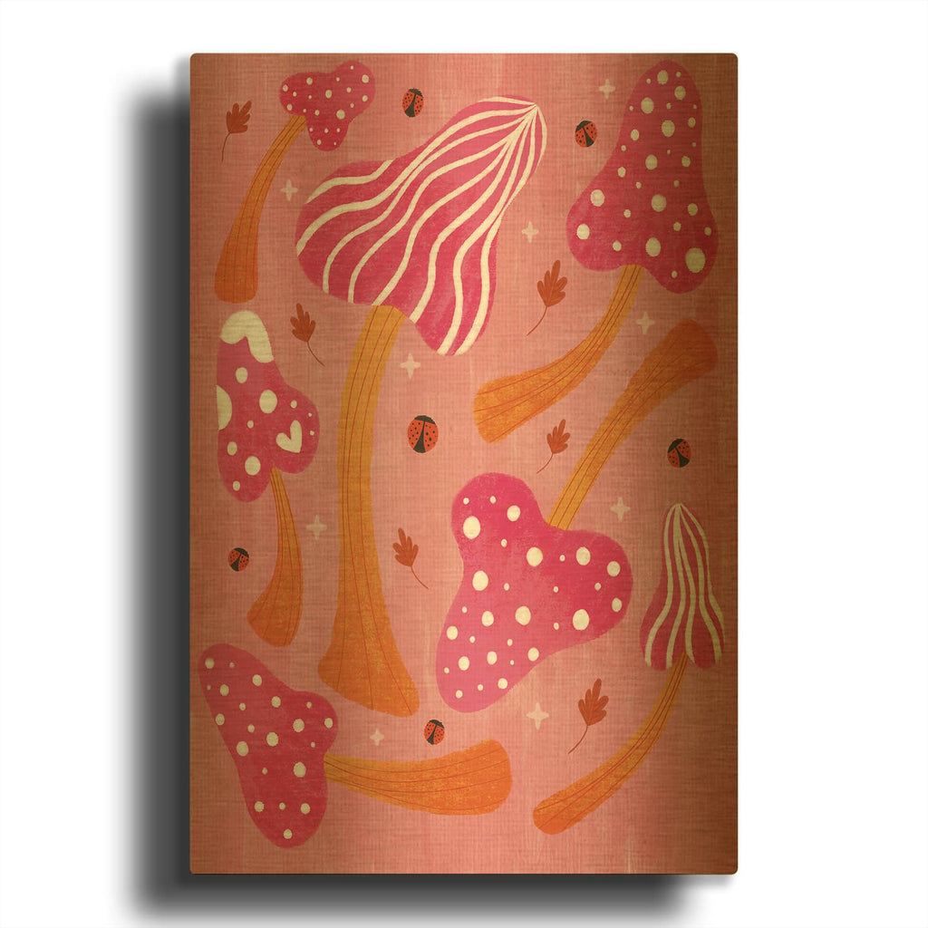 'Mushrooms In Fall' By Club Daydream Gold Metal Wall Art
