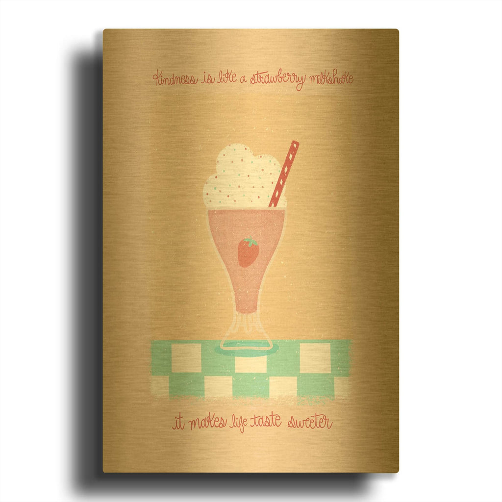 'Strawberry Milkshake' By Club Daydream Gold Metal Wall Art