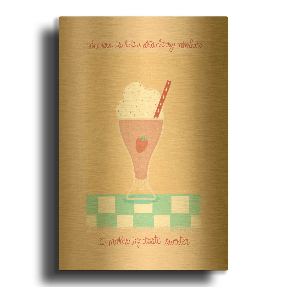'Strawberry Milkshake' By Club Daydream Gold Metal Wall Art