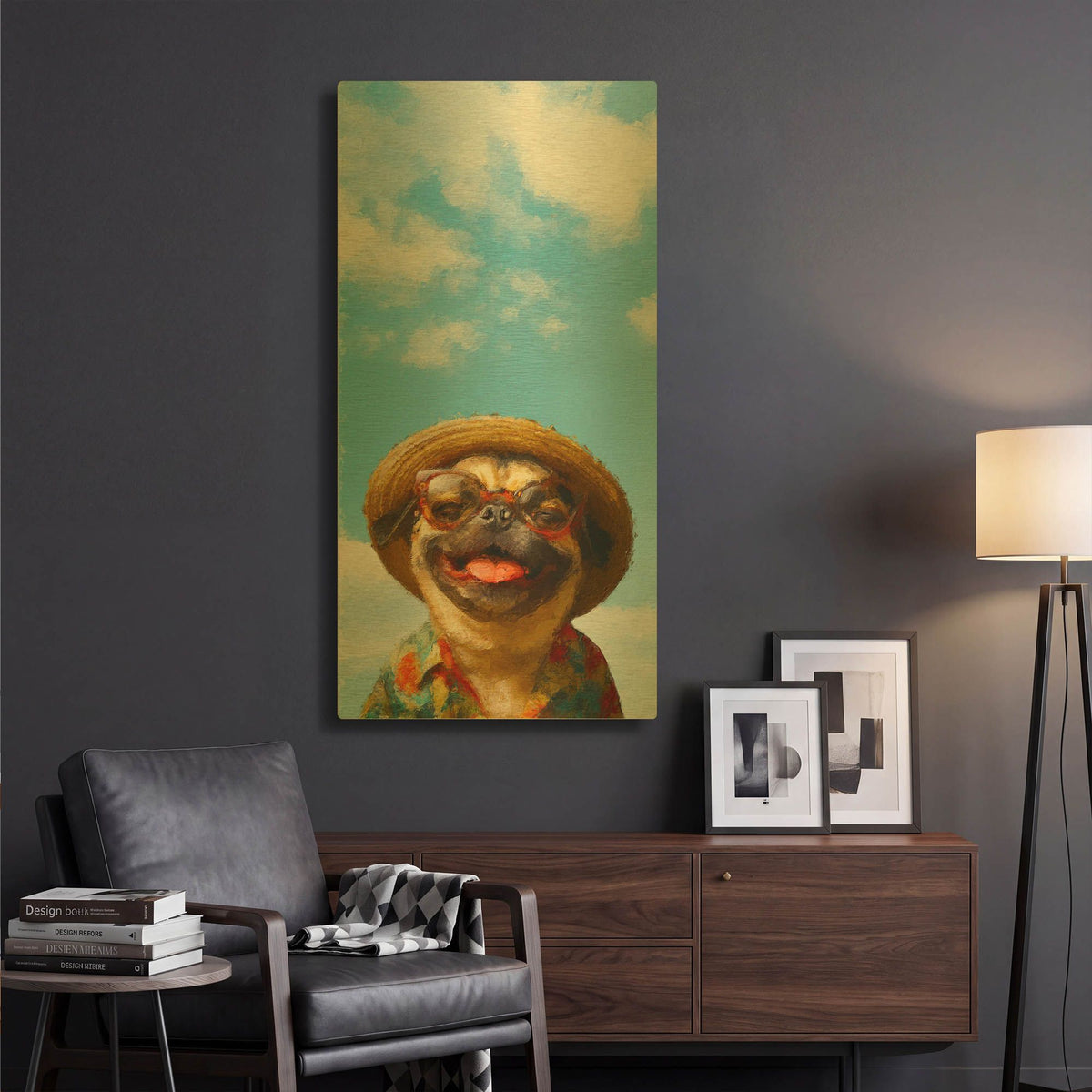 'A Pug In The Sun' By Sean Parnell Gold Metal Wall Art