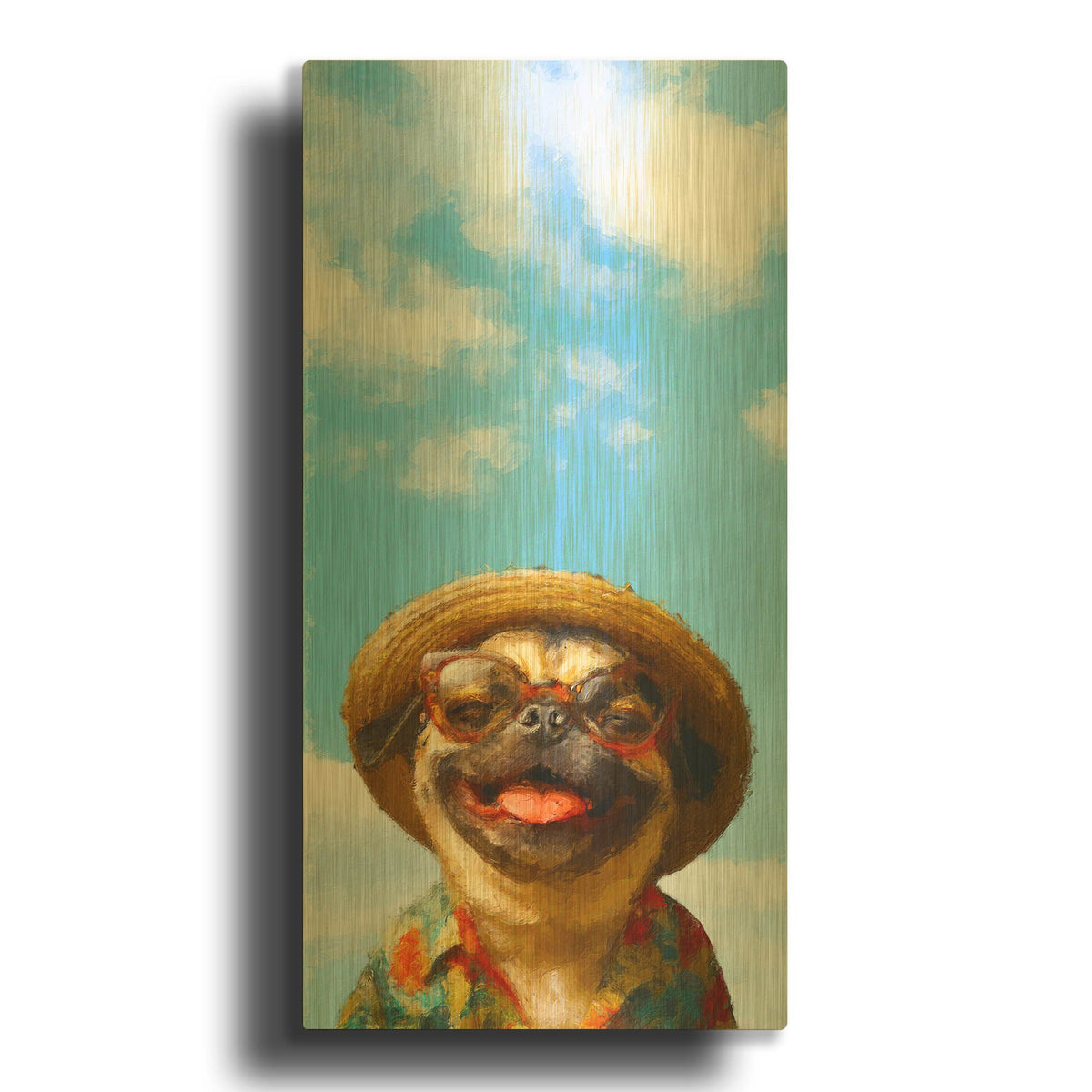 'A Pug In The Sun' By Sean Parnell Gold Metal Wall Art