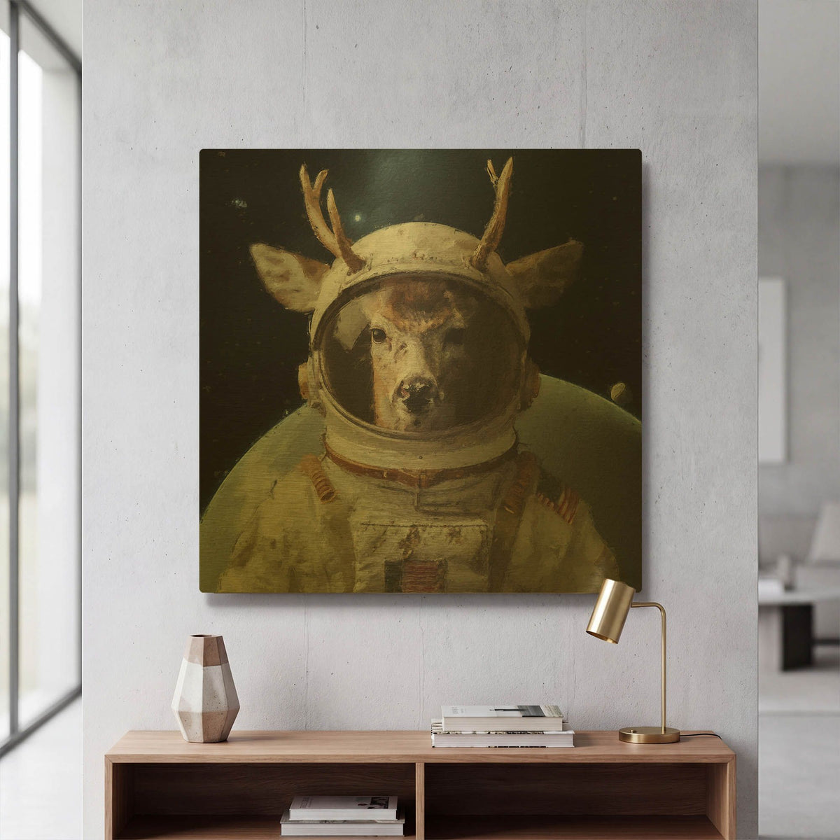 'Astro Deer' By Sean Parnell Gold Metal Wall Art
