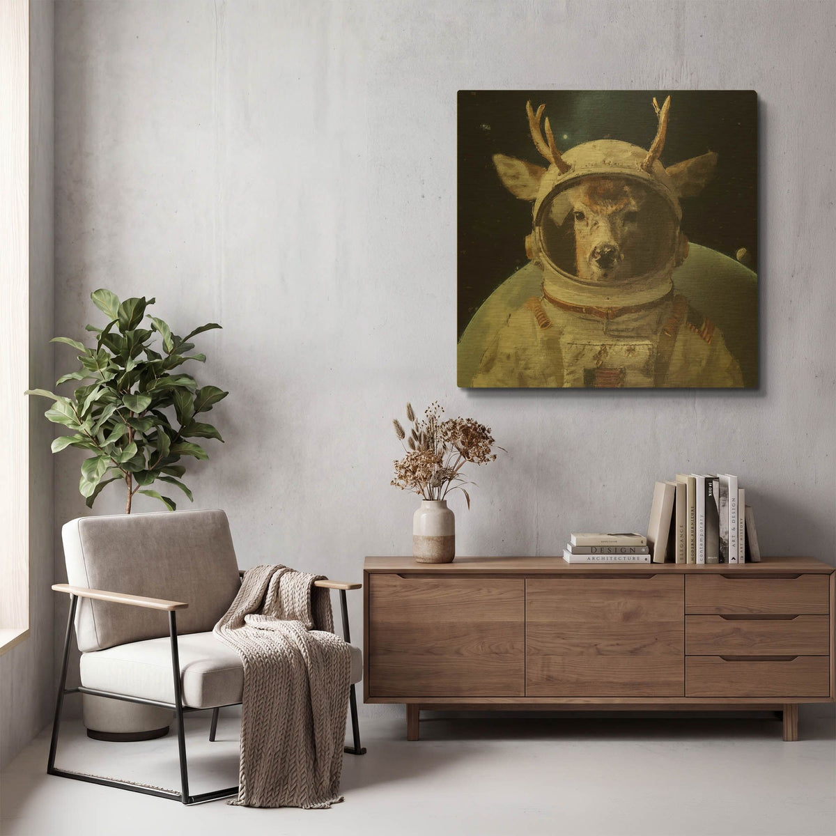 'Astro Deer' By Sean Parnell Gold Metal Wall Art