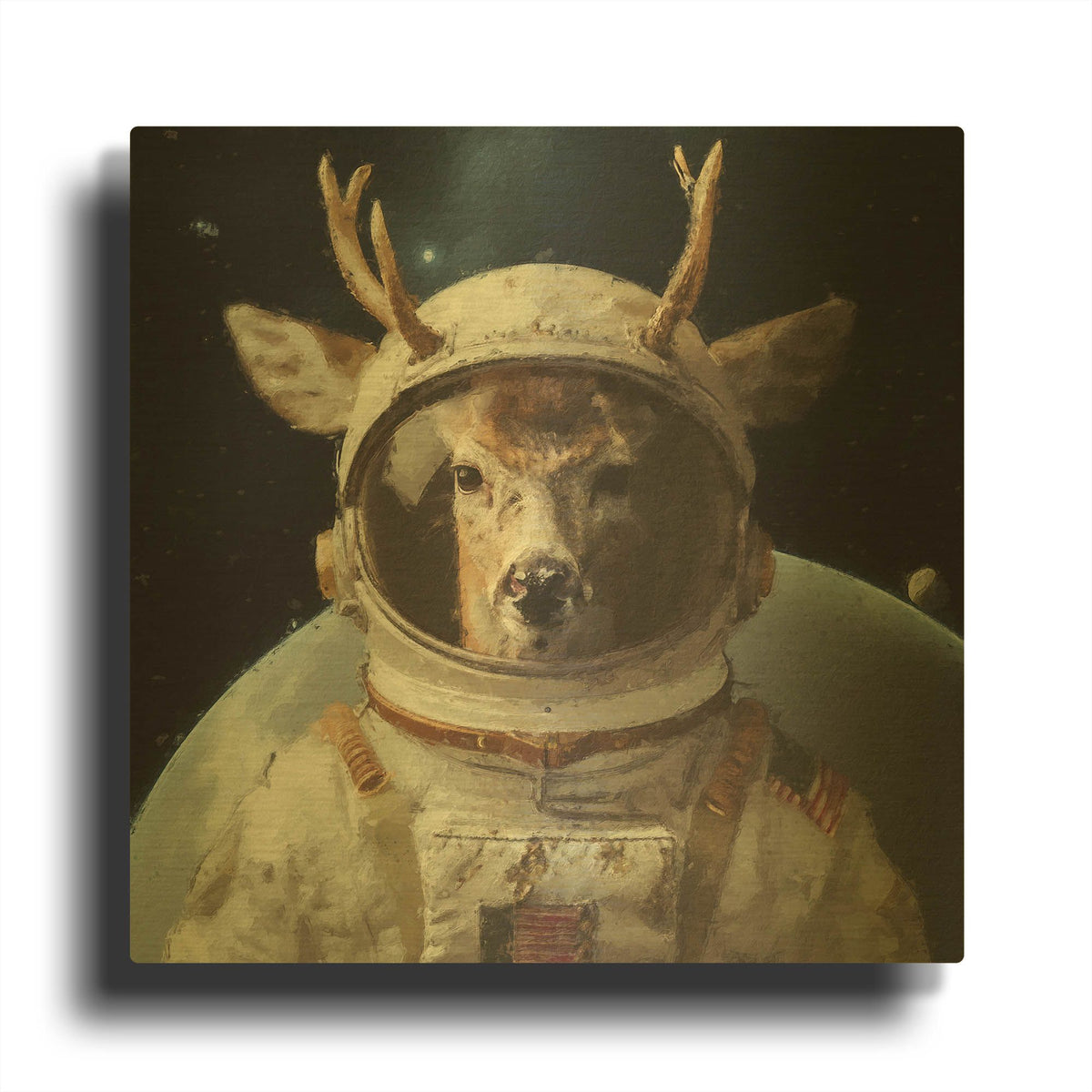 'Astro Deer' By Sean Parnell Gold Metal Wall Art