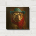 'bulldog cowboy' By Sean Parnell Gold Metal Wall Art