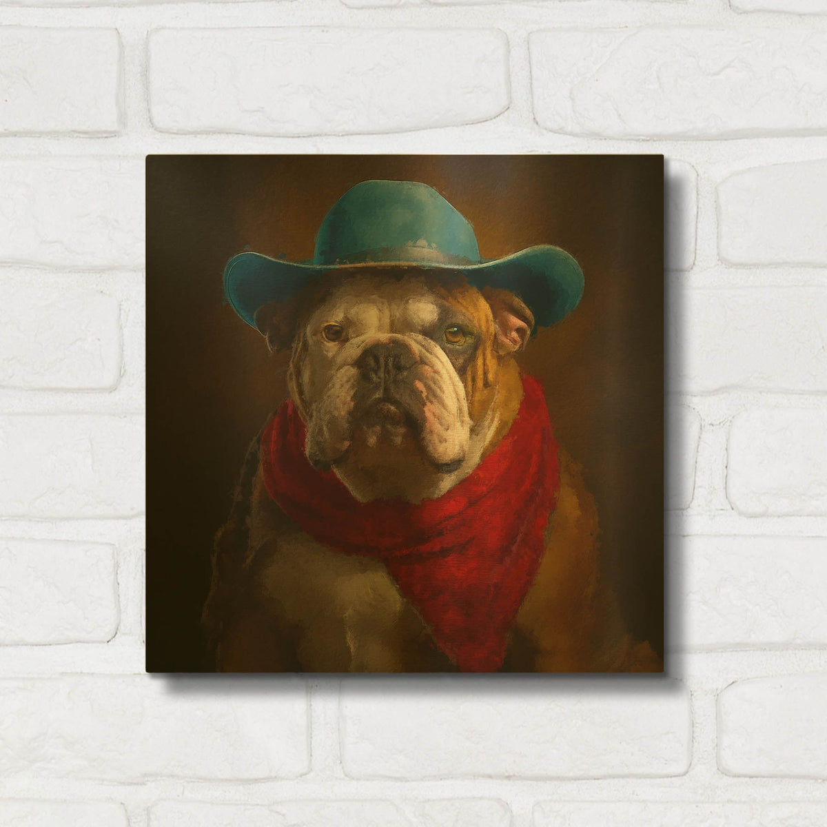 'bulldog cowboy' By Sean Parnell Gold Metal Wall Art
