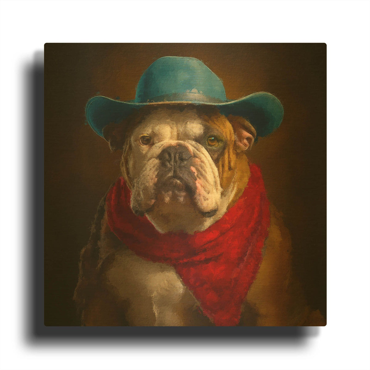 'bulldog cowboy' By Sean Parnell Gold Metal Wall Art