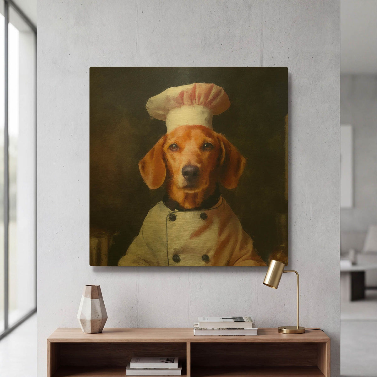 'Chef Woof' By Sean Parnell Gold Metal Wall Art