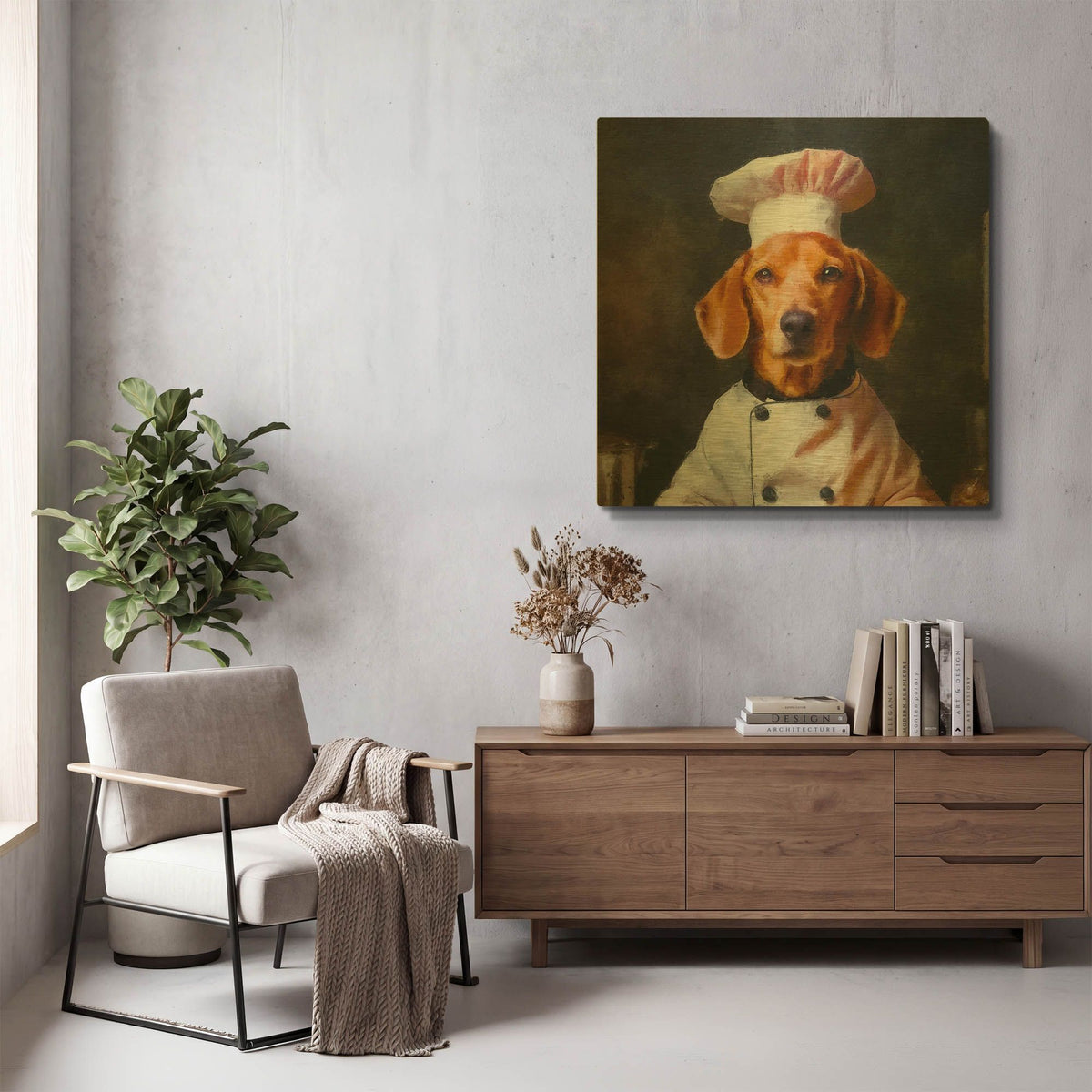 'Chef Woof' By Sean Parnell Gold Metal Wall Art