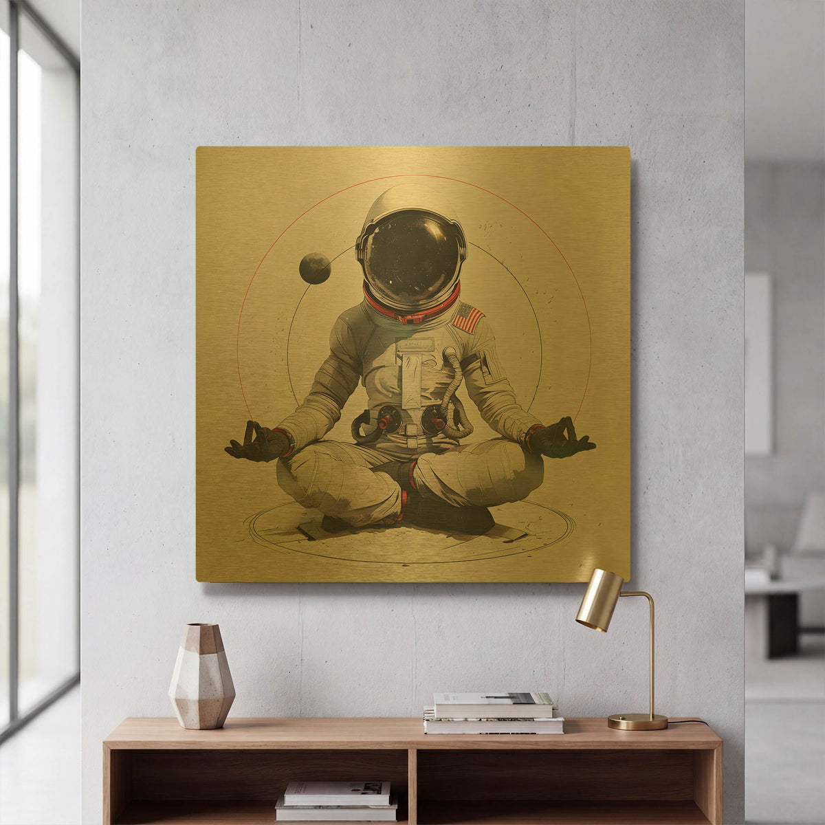 'Cosmic Yoga' By Sean Parnell Gold Metal Wall Art