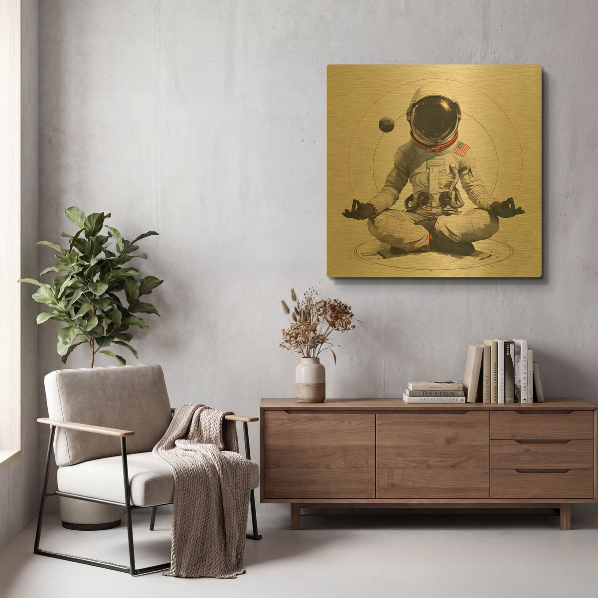 'Cosmic Yoga' By Sean Parnell Gold Metal Wall Art
