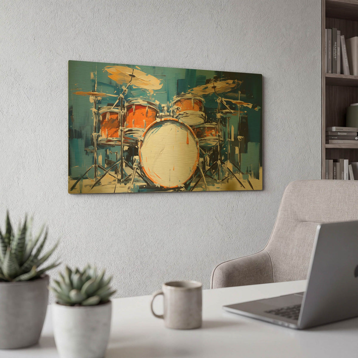'Drums 1' By Sean Parnell Gold Metal Wall Art