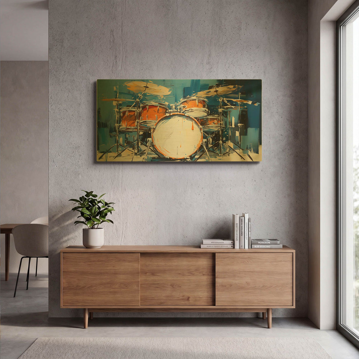 'Drums 1' By Sean Parnell Gold Metal Wall Art
