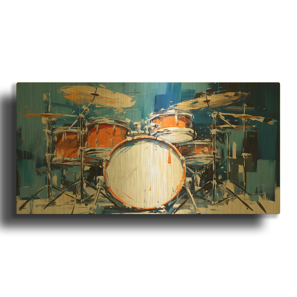 'Drums 1' By Sean Parnell Gold Metal Wall Art