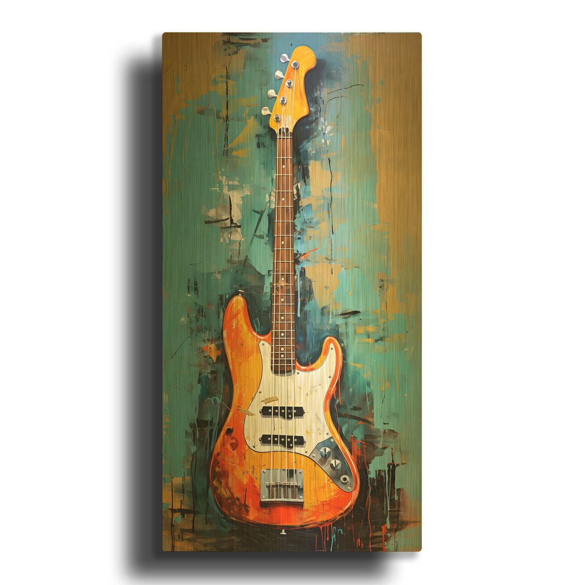 'Fender Bass 2' By Sean Parnell Gold Metal Wall Art