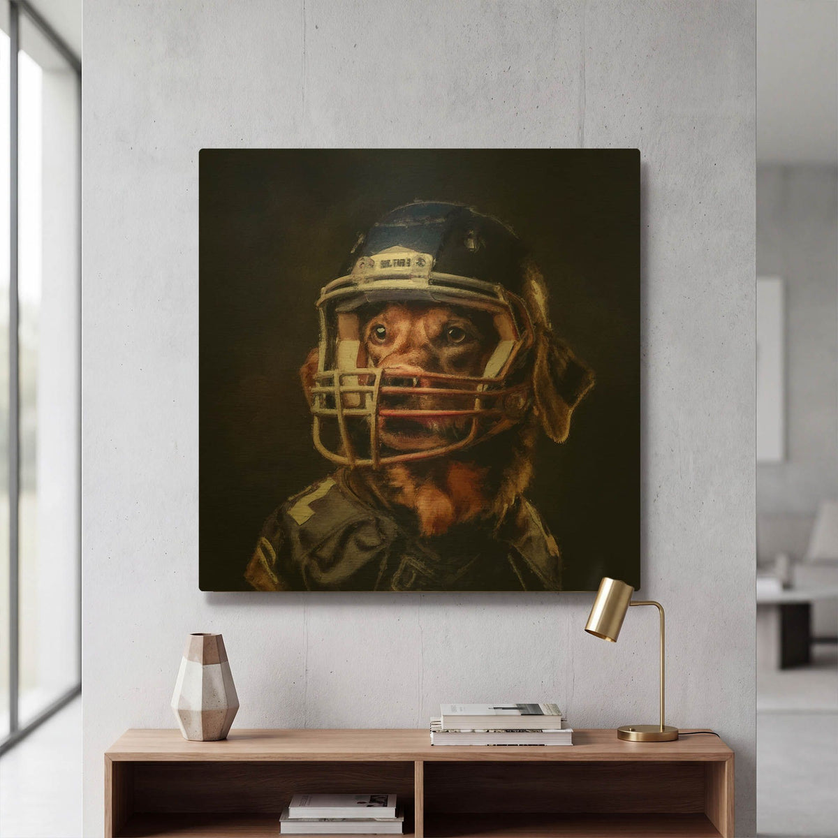 'Football 1' By Sean Parnell Gold Metal Wall Art