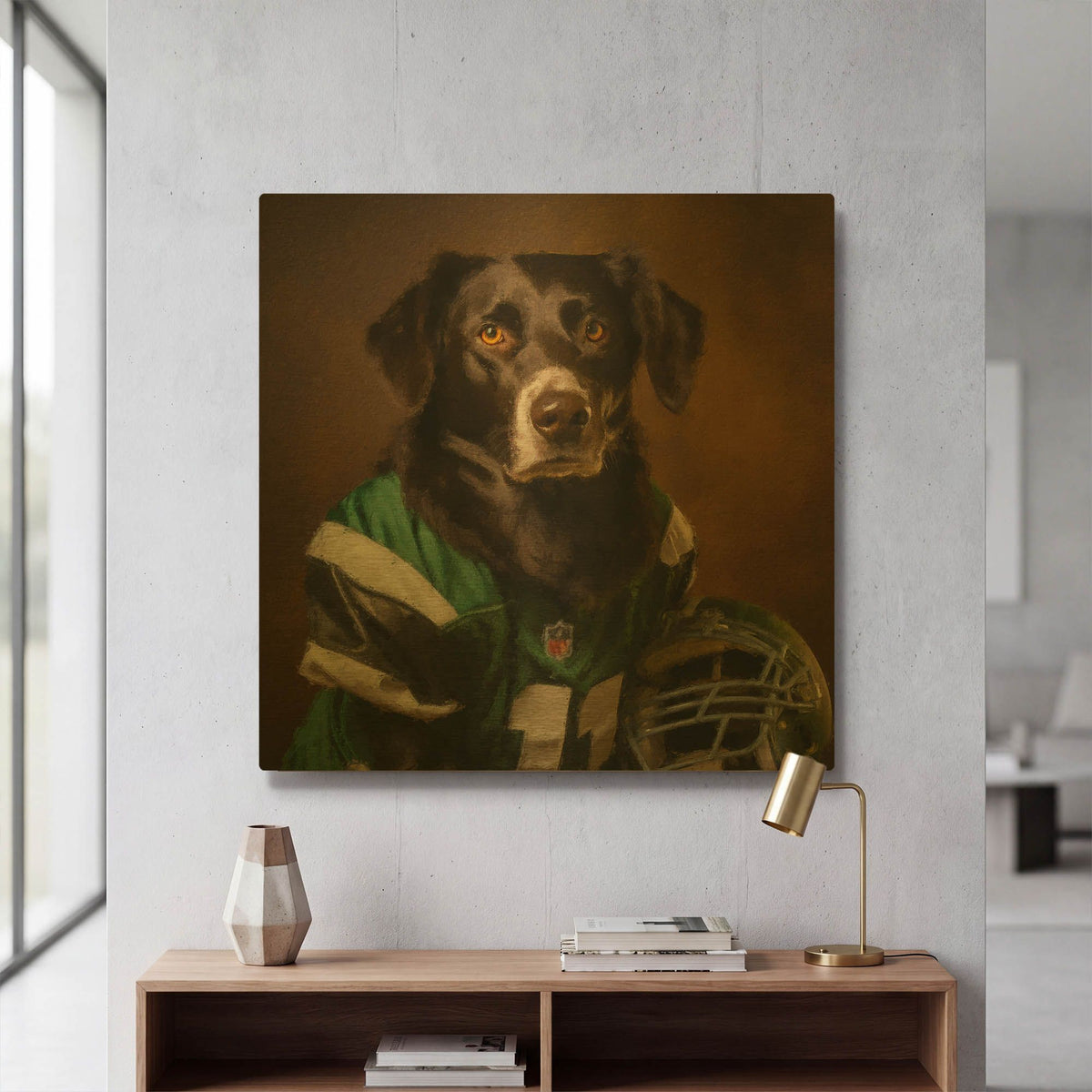'Football 3' By Sean Parnell Gold Metal Wall Art