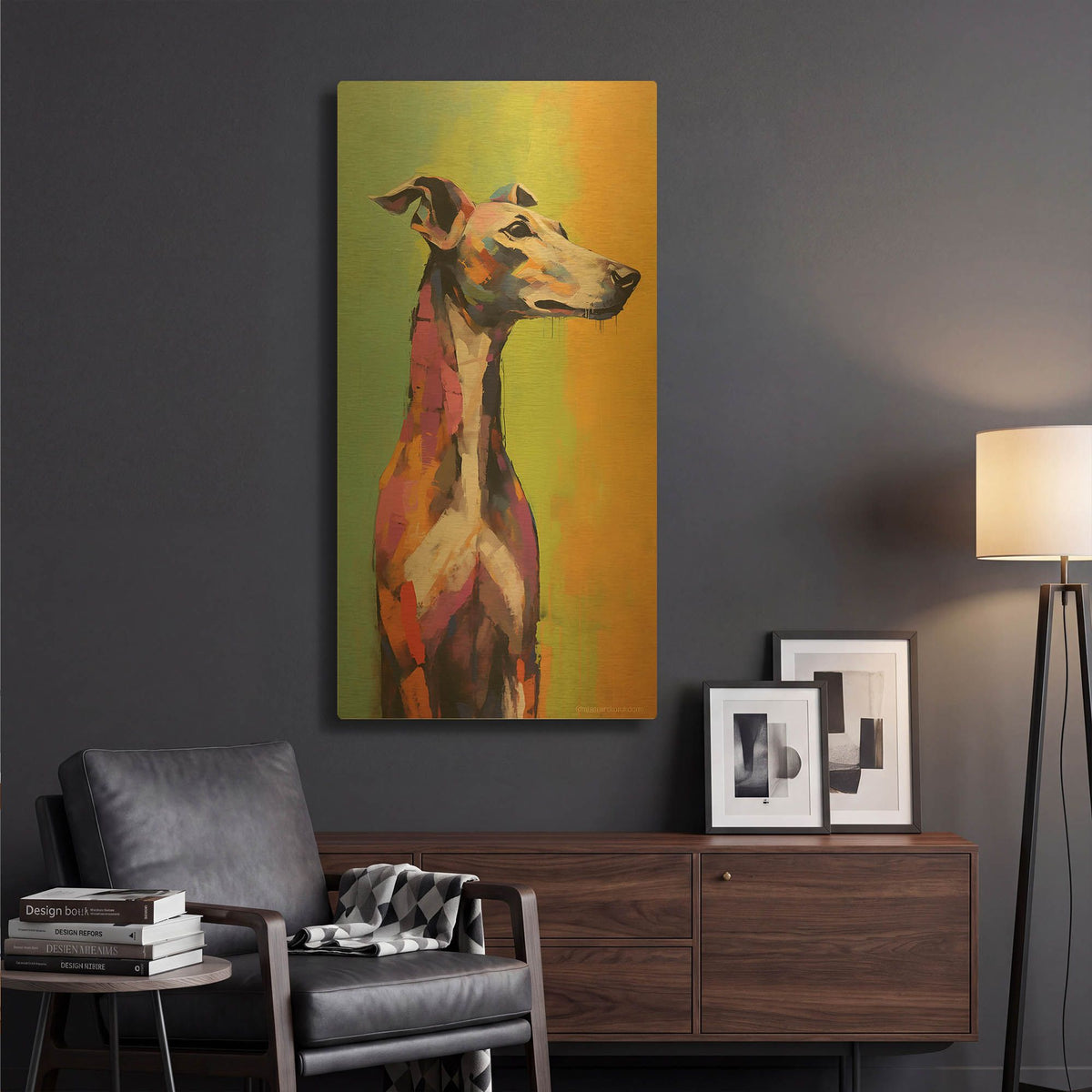'Greyhound 8' By Sean Parnell Gold Metal Wall Art