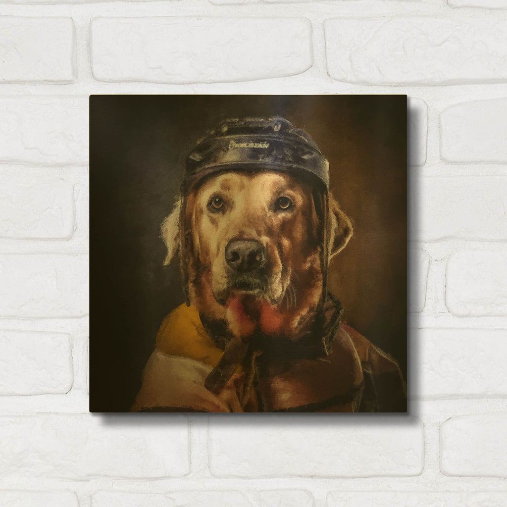 'Hockey 1' By Sean Parnell Gold Metal Wall Art