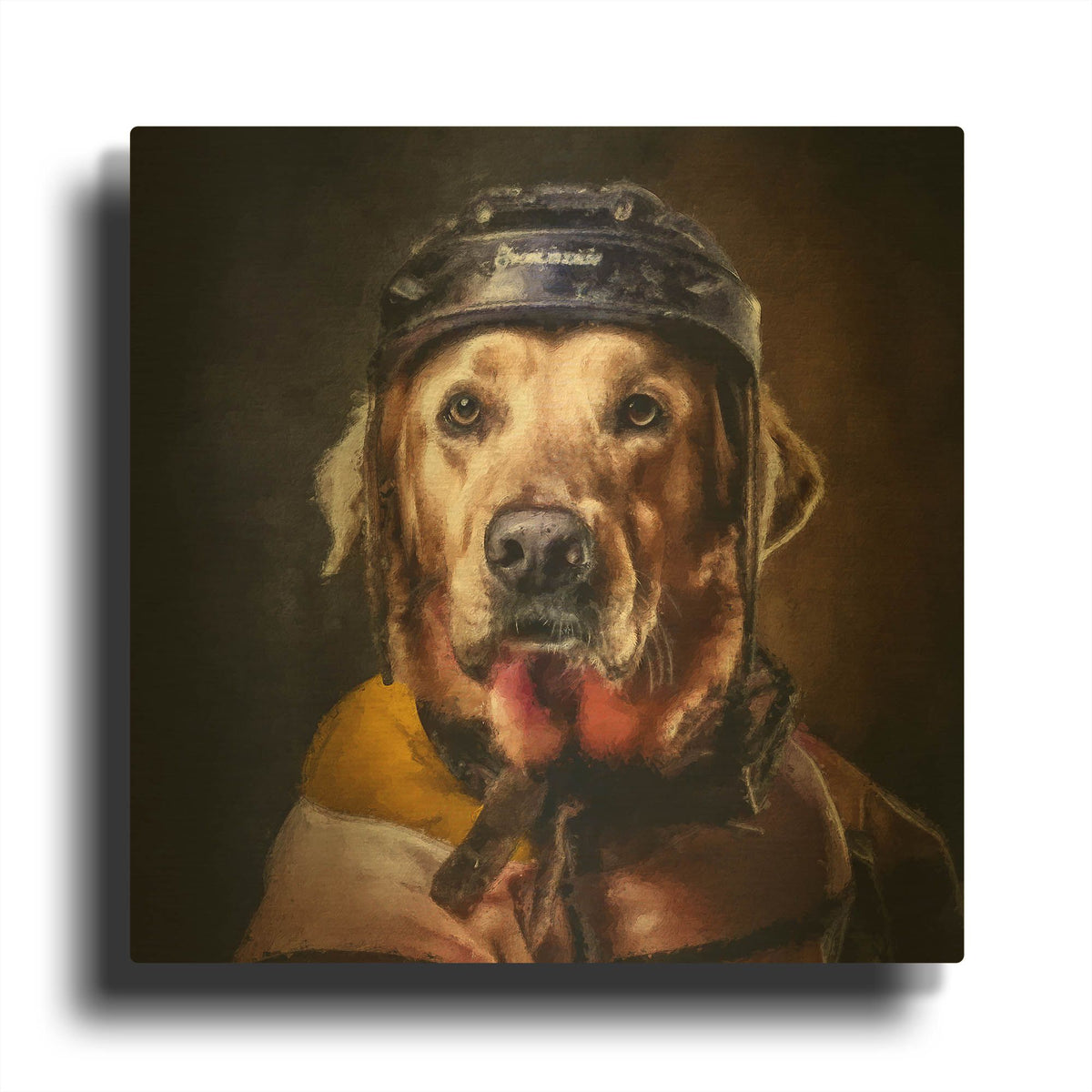 'Hockey 1' By Sean Parnell Gold Metal Wall Art